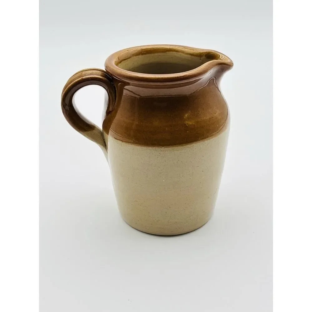 Pearsons Of Chesterfield Crock Creamer Pitcher 1960s England 2 Tone Glazed Brown